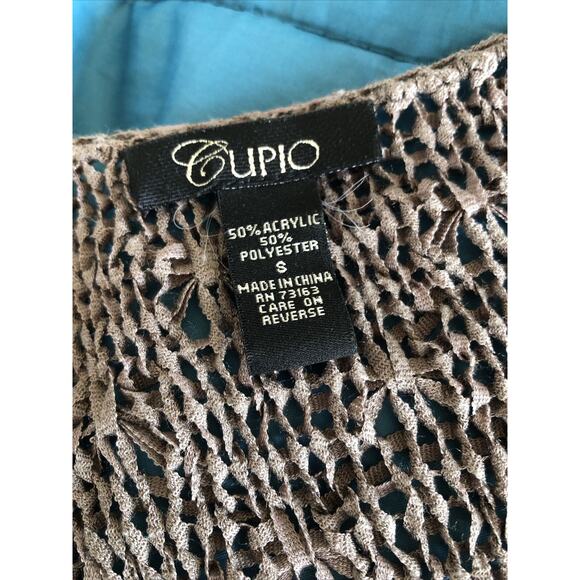 CUPIO Grey Sheer Mesh Loose Knit Short Sleeve Sheer Sweater Small - Picture 5 of 6